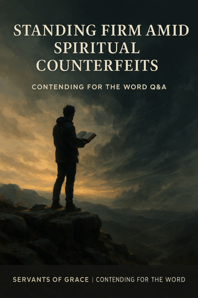 Standing Firm Amid Spiritual Counterfeits, How Believers Remain Steadfast When Many Follow Error 3 “An open Bible illuminated by a single candle in the dark, representing God’s Word as light in a world filled with spiritual deception.