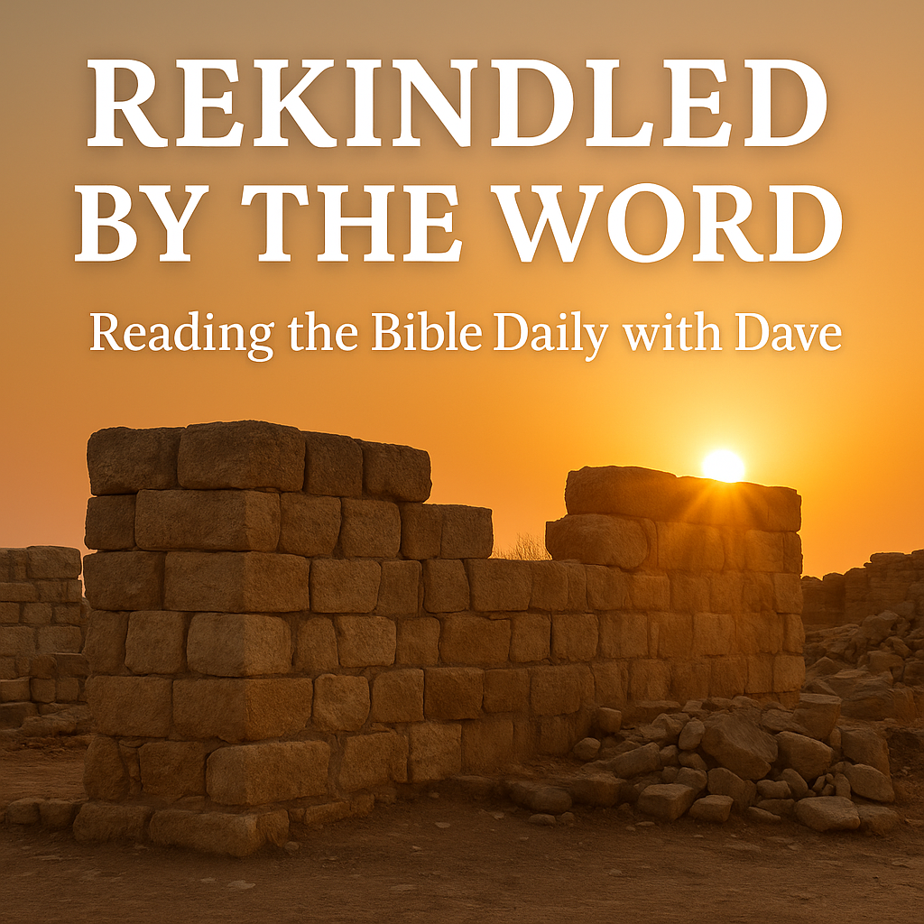 When God’s Word Rekindles the Work | Ezra 5 Explained | November 29, 2025 1 Sunrise shining over a partially rebuilt stone wall, symbolizing renewed courage and God’s Word rekindling the work in Ezra 5.
