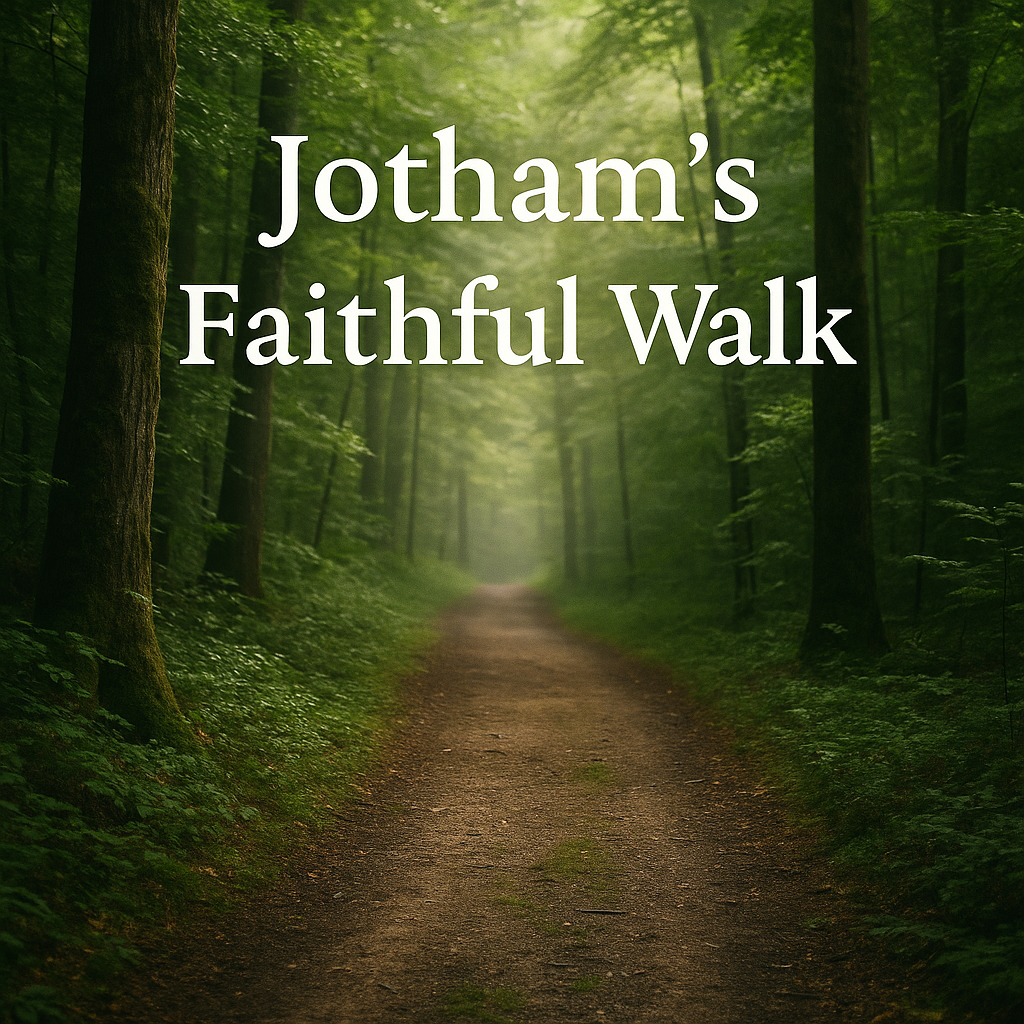 A peaceful forest path symbolizing the quiet strength of faithful obedience to God, reflecting King Jotham’s walk before the Lord in 2 Chronicles 27.