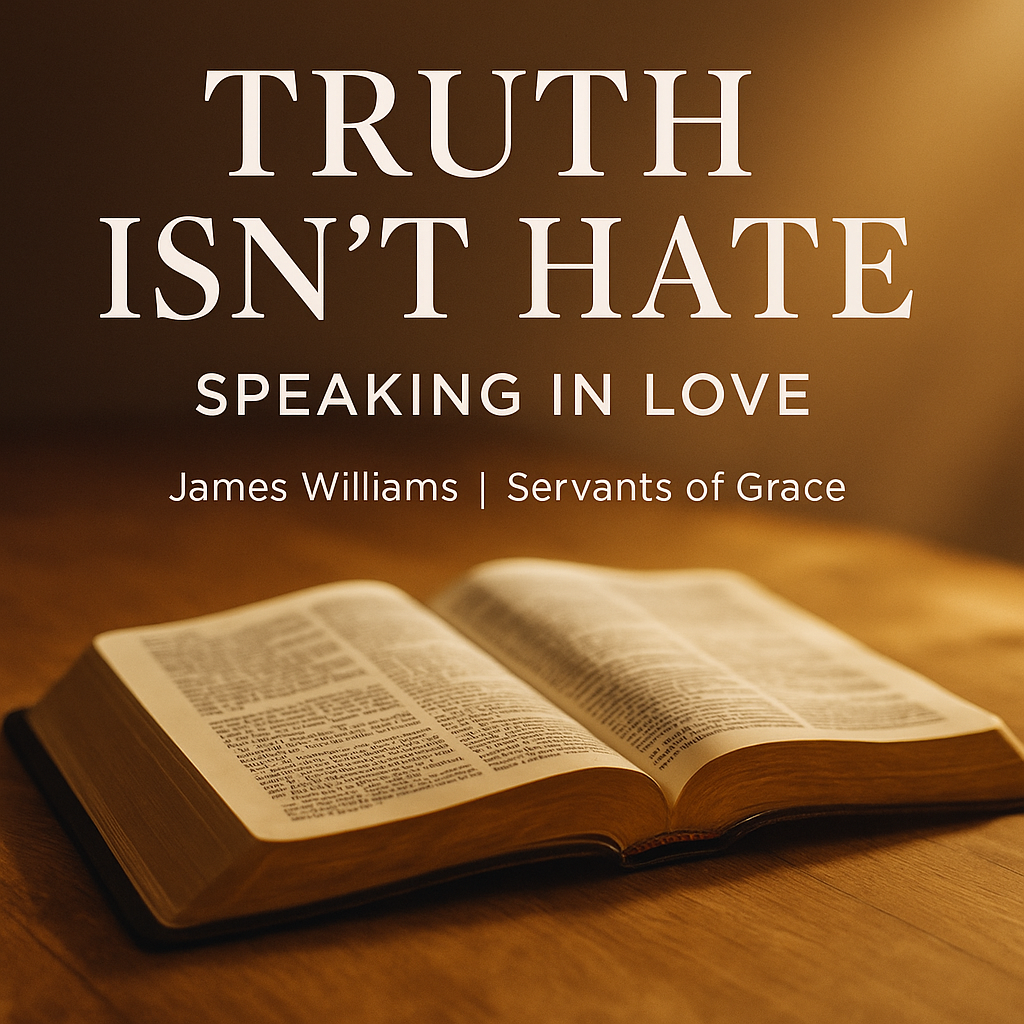 Hands holding an open Bible with a heart-shaped shadow on the pages, representing love expressed through biblical truth.