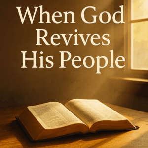 Sunlight breaking over an open Bible, symbolizing revival and renewal through the Word of God.