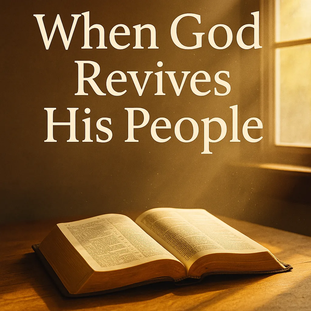 Sunlight breaking over an open Bible, symbolizing revival and renewal through the Word of God.