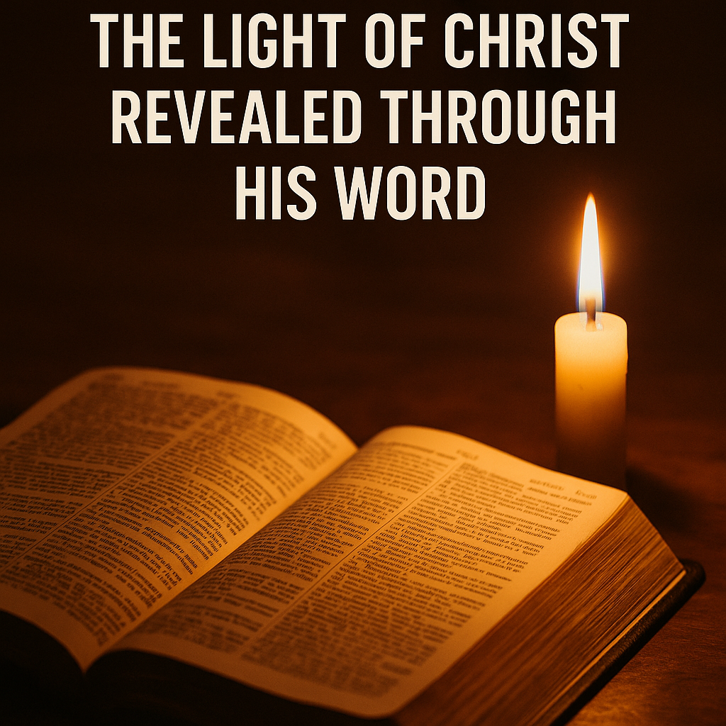 Open Bible illuminated by candlelight in a dim room, symbolizing God’s Word as the light revealing the true Christ.