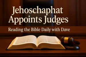 Open Bible resting on a wooden judge’s bench, symbolizing justice grounded in the Word of God and the fear of the Lord.