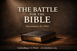 Closed Bible resting on a wooden table, symbolizing the authority of Scripture and the call to biblical discernment.