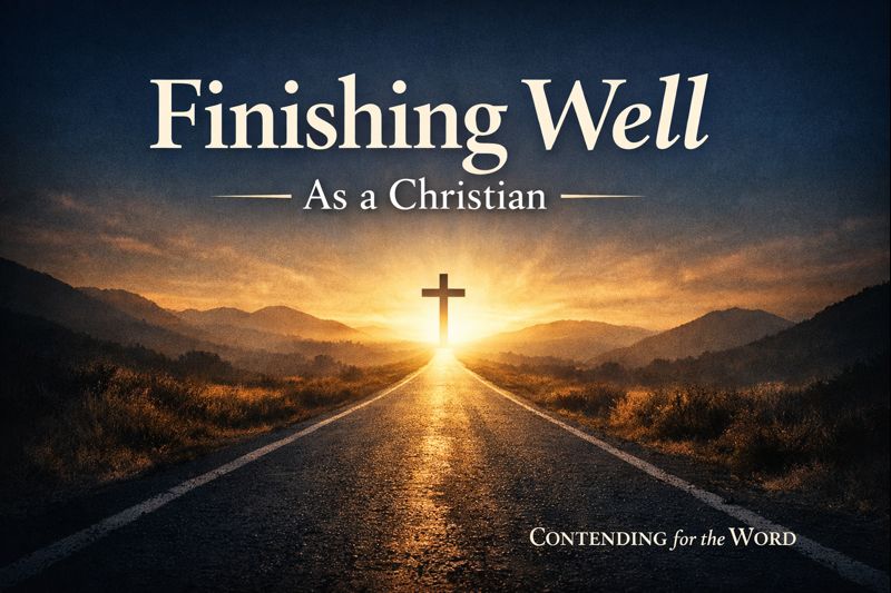 Thumbnail image showing a road leading toward a cross at sunrise with the text “Finishing Well as a Christian,” representing a biblical reflection on ending the year faithfully in Christ.