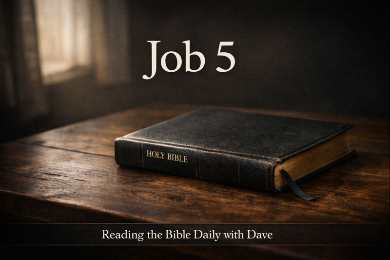 Closed Bible resting on a wooden table in soft light, representing Job chapter 5 and the need for wisdom when applying Scripture to suffering.