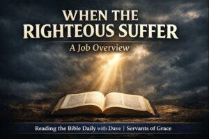 An open Bible illuminated by light breaking through dark clouds, representing God’s sovereign wisdom and faithfulness in suffering from the book of Job