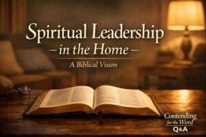 Spiritual Leadership in the Home: A Biblical Vision — open Bible on a wooden table in a warm home setting, representing Christ-centered leadership in the Christian family.