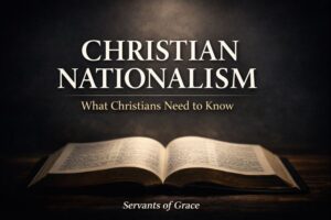 Open Bible with the text “Christian Nationalism: What Christians Need to Know” displayed above on a dark background.