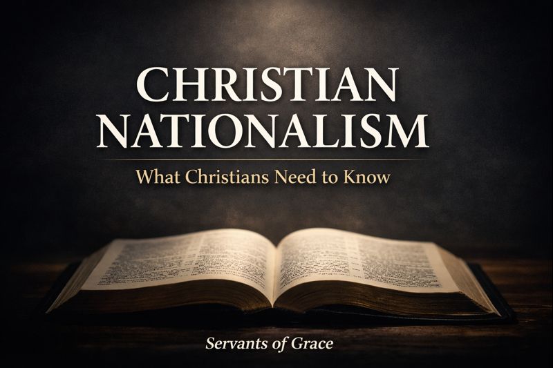Open Bible with the text “Christian Nationalism: What Christians Need to Know” displayed above on a dark background.