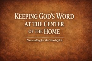 Thumbnail graphic with the text “Keeping God’s Word at the Center of the Home” on a warm, textured background, representing a pastoral teaching on Scripture-centered family life.