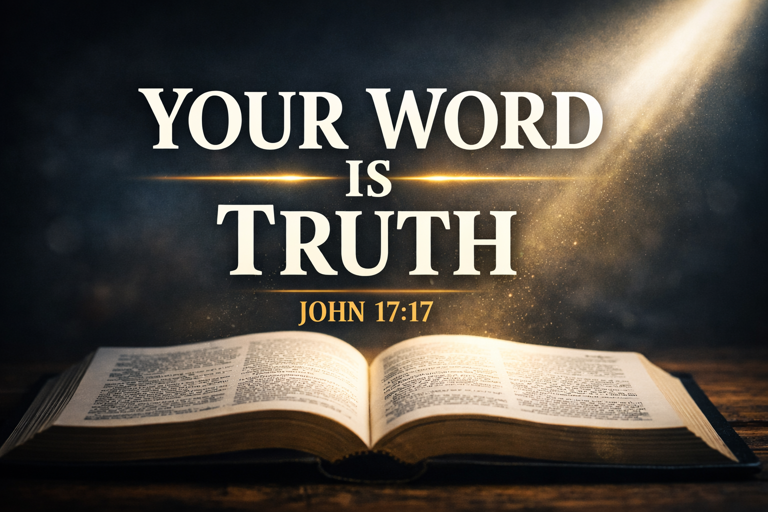 Truth in Scripture illustrated with an open Bible under light and the words “Your Word Is Truth – John 17:17,” representing biblical truth and the authority of God’s Word.