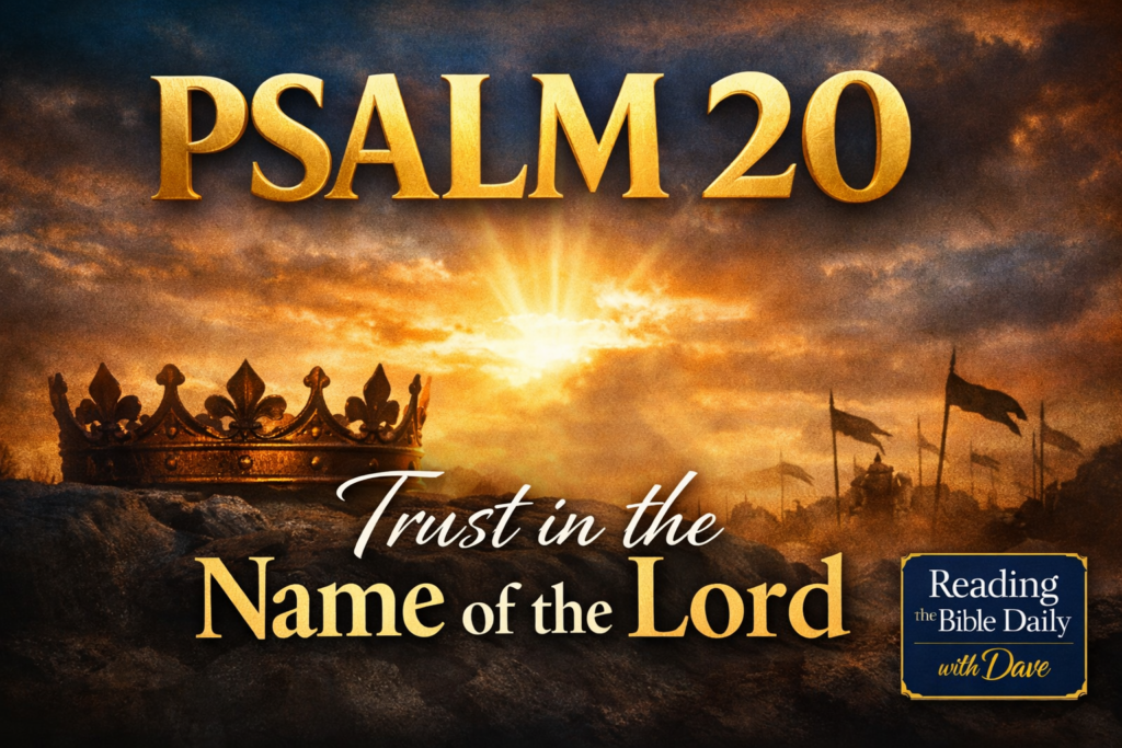 Psalm 20 devotional episode thumbnail with title Trust in the Name of the Lord and Reading the Bible Daily with Dave branding