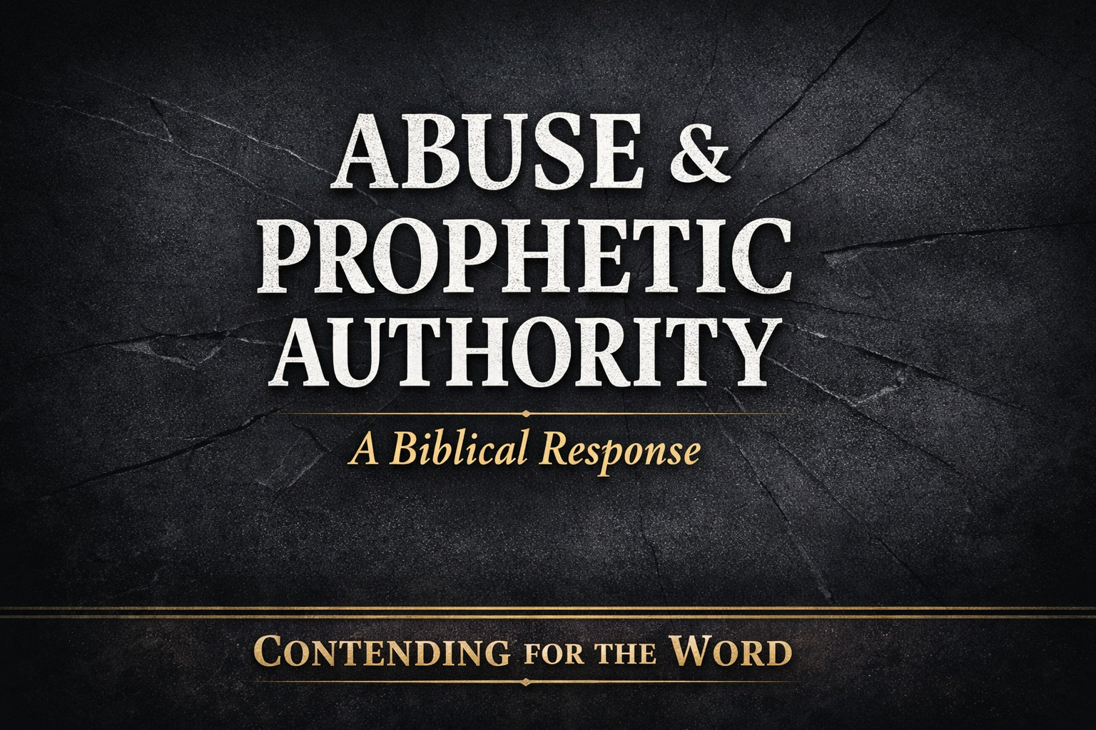 YouTube thumbnail for Contending for the Word podcast featuring the title “Abuse & Prophetic Authority: A Biblical Response” in bold white and gold text on a dark cracked background, with Contending for the Word branding at the bottom.