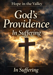 Cross silhouetted against storm clouds with rays of sunlight breaking through, symbolizing God’s providence and hope in suffering.