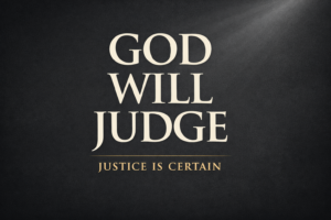 Psalm 58 Bible teaching thumbnail with text “God Will Judge – Justice Is Certain” on a dark charcoal background with a soft light beam