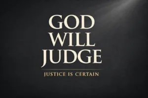 Psalm 58 Bible teaching thumbnail with text “God Will Judge – Justice Is Certain” on a dark charcoal background with a soft light beam