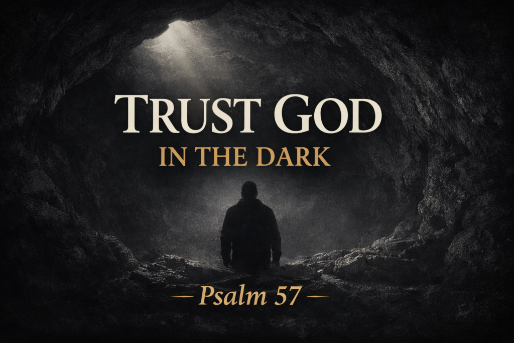 Psalm 57 Bible teaching about trusting God in dark and difficult circumstances, Reading the Bible Daily with Dave episode.