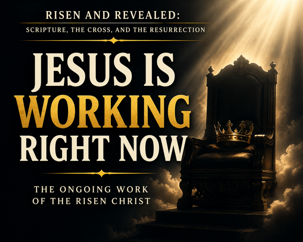 What Jesus Is Doing Right Now: The Ongoing Work of the Risen Christ 5 Jesus Christ reigning on a throne with crown, symbolizing the ongoing work of the risen Christ and His authority right now