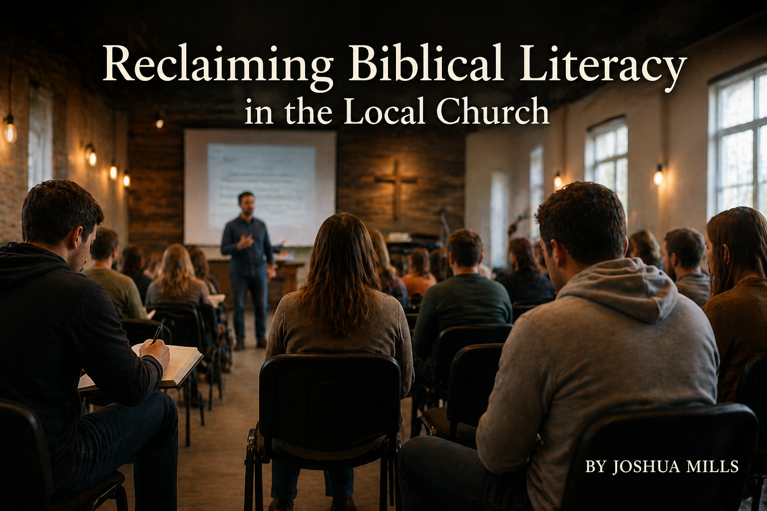 People seated in a church listening to teaching, illustrating biblical literacy in the local church