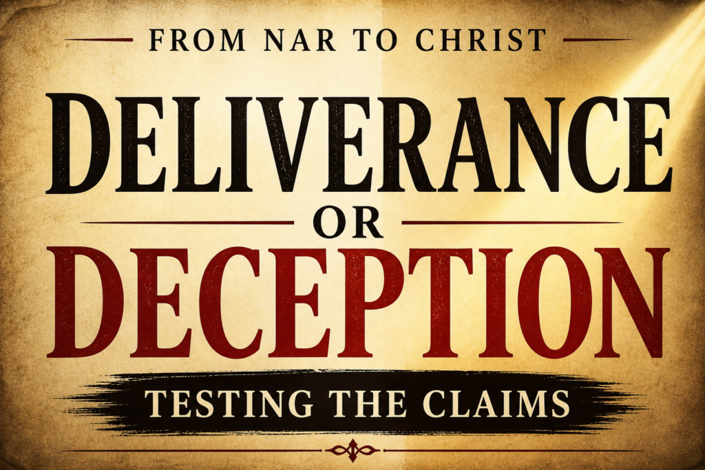 Christian thumbnail on discernment contrasting deliverance and deception with warm parchment background, bold serif text, and emphasis on testing theological claims