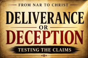 Christian thumbnail on discernment contrasting deliverance and deception with warm parchment background, bold serif text, and emphasis on testing theological claims