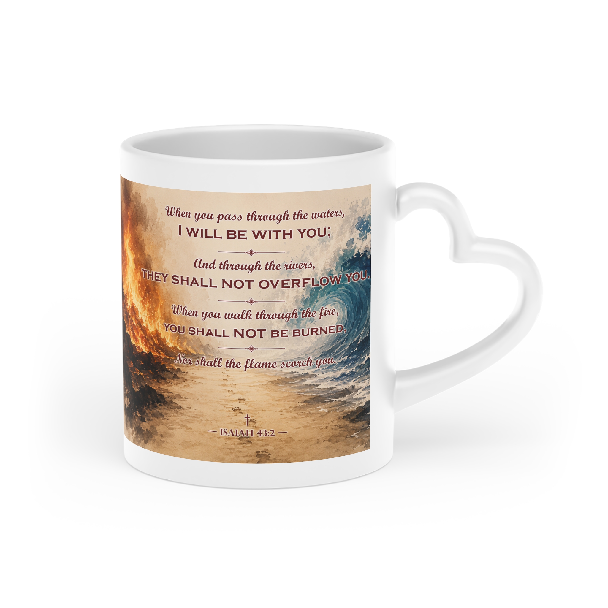 Isaiah 43:2 – Heart-Shaped Mug