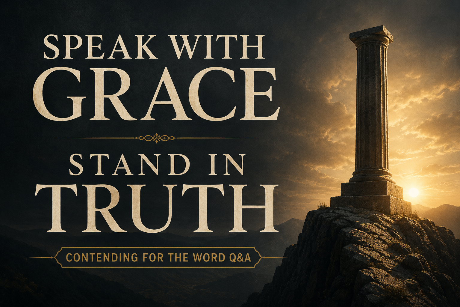 How Christians Can Speak Truth with Grace episode graphic featuring a dark textured background, warm golden light, and clean cream typography for Contending for the Word Q&A.