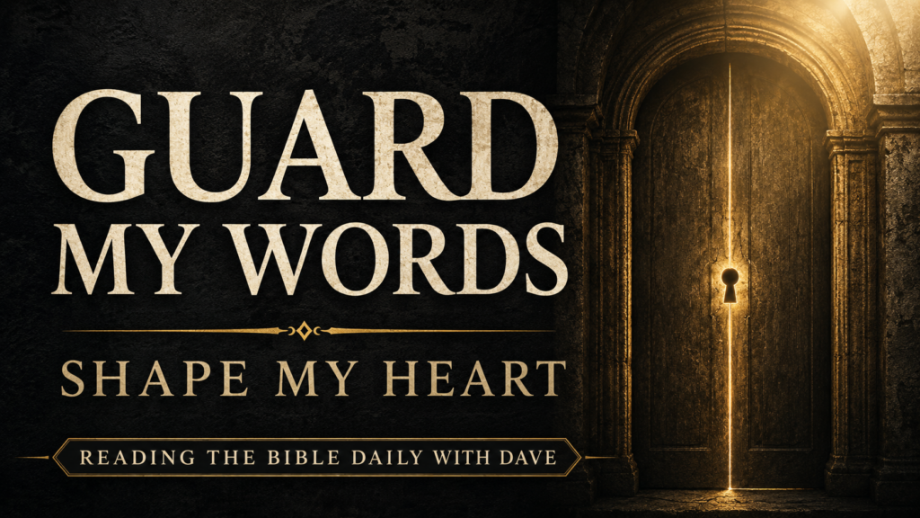 Psalm 141: Guarding Our Hearts and Words by God’s Grace 2 Thumbnail for Psalm 141 with the words “Guard My Words” and “Shape My Heart” beside a closed ancient doorway glowing with golden light, emphasizing prayer, holiness, guarded speech, and a transformed heart.