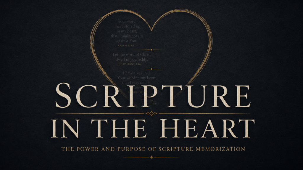 The Power and Purpose of Scripture Memorization 5 Scripture in the Heart graphic illustrating the power and purpose of Scripture memorization for Christian growth.