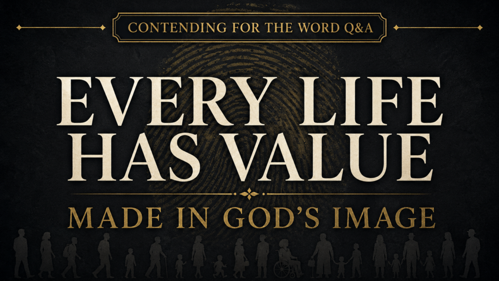 Made in the Image of God: The Foundation of Human Dignity 3 Thumbnail with the text “Every Life Has Value” and “Made in God’s Image” over a charcoal background with a gold fingerprint and subtle silhouettes of people.