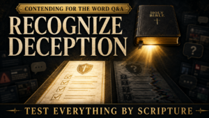 Recognize Deception thumbnail featuring a closed Bible casting golden light over a clear path marked with crosses and checkmarks beside a dark, distorted path filled with question marks, with the words “Test Everything by Scripture.