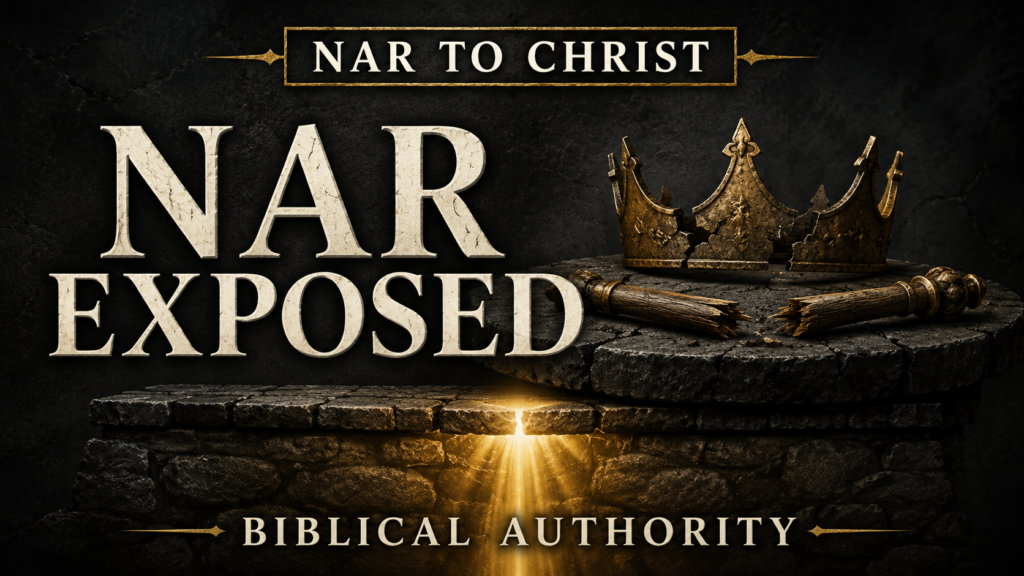 The New Apostolic Reformation: Modern Apostles, Dominion, and Biblical Authority 3 NAR Exposed thumbnail featuring a cracked crown and broken staff on a stone platform above the words “Biblical Authority