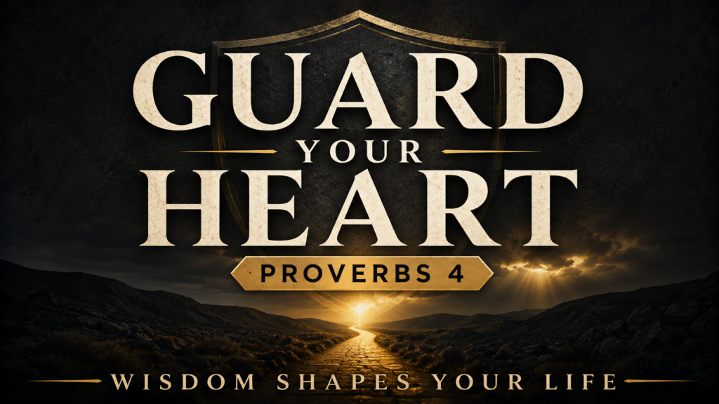 Proverbs 4 Explained: Guard Your Heart with Wisdom 2 Guard Your Heart Proverbs 4 thumbnail with a dark path, golden light, shield silhouette, and text reading Wisdom Shapes Your Life.
