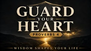 Guard Your Heart Proverbs 4 thumbnail with a dark path, golden light, shield silhouette, and text reading Wisdom Shapes Your Life.