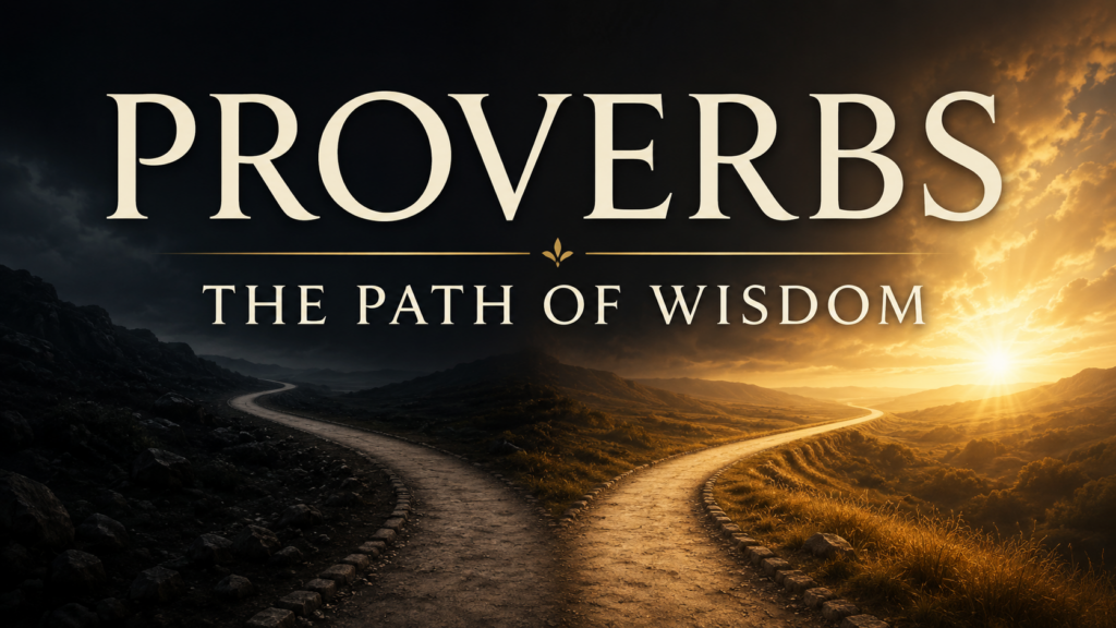 Proverbs Bible Overview: Wisdom, the Fear of the Lord, and Everyday Life 1 Thumbnail image for Proverbs: The Path of Wisdom, showing two roads diverging between darkness and golden light, symbolizing the contrast between folly and wisdom.