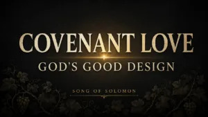 Covenant Love, God’s Good Design, Song of Solomon thumbnail with cream and muted-gold text over a charcoal background with subtle vineyard branches.