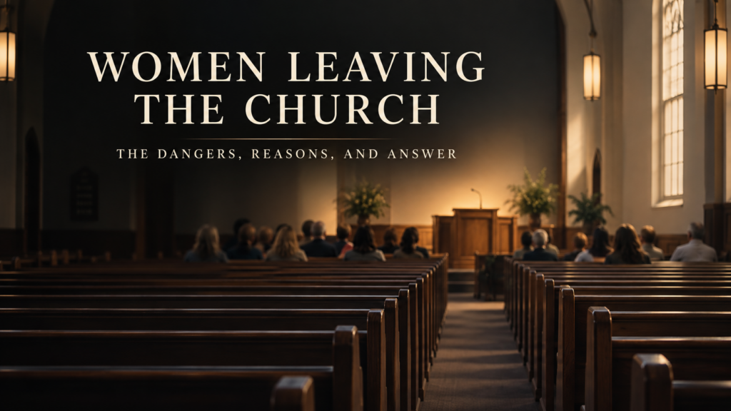 women leaving the church